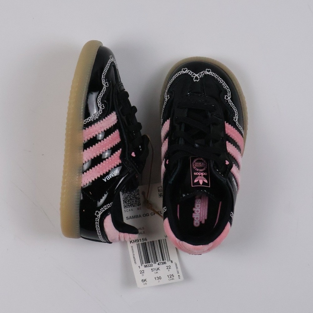 Adidas Samba OG CF EL Valentine's Day Sneakers Black Pink Heart 6K NWT